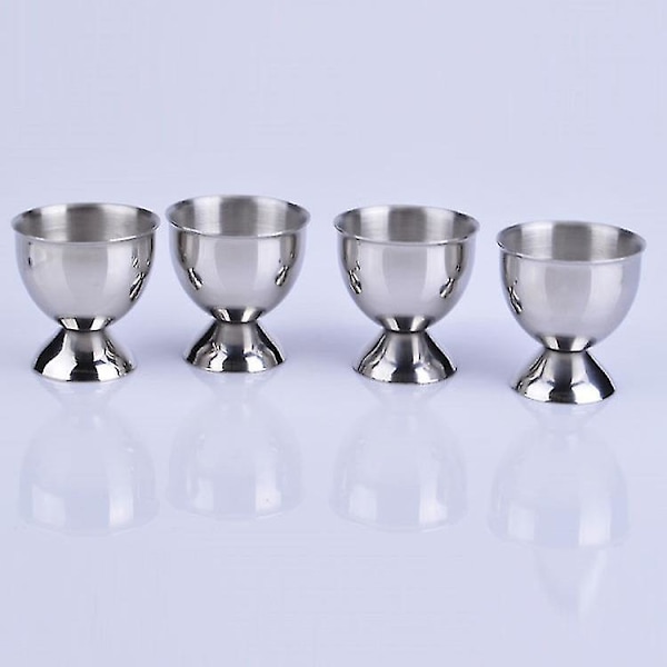 Egg Cup Holder Set Rustfritt Stål Egg Tray Kjøkkenverktøy 4stk, Sølv)