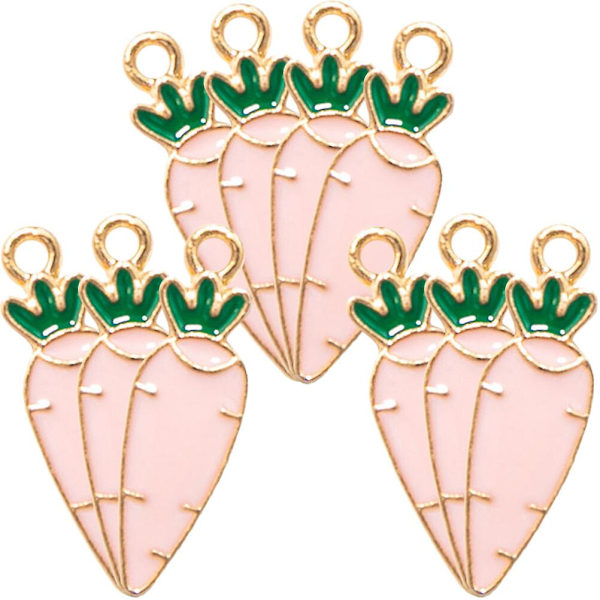 10-osainen pääsiäisen porkkanan riipus DIY porkkanan riipus pääsiäisen korvakorut korutarvikkeet (2X0.4X0.1cm, vaaleanpunainen)