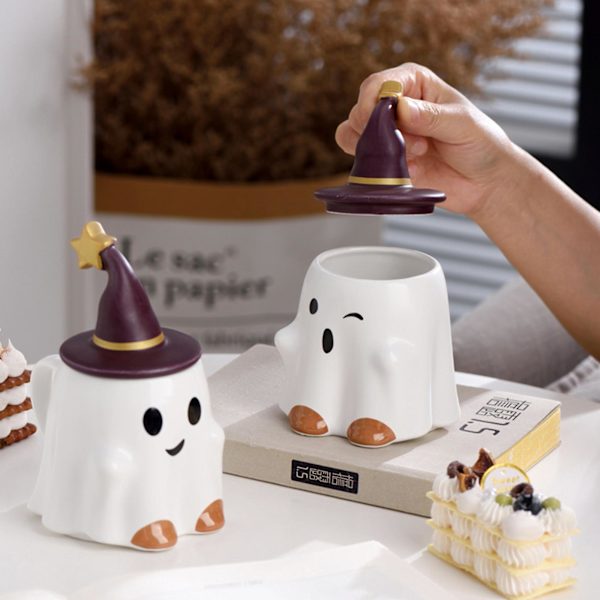 Spøgelseskop Kaffe Julekrus 3D Halloween Krus Spøgelseskop Temafest Gæstegave Keramiske Kopper Gave til Chil Kvinder Mænd