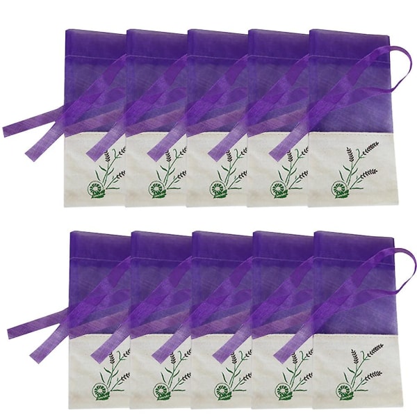 10 dekorative poser med tomme poser med lavendelposer (15X7.2X0.2CM, lilla)