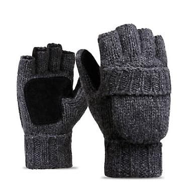 Vinter Stickade Fingerlösa Handskar Konvertibla Ullvantar Varma Handskar Kvinnor & Män (mörkgrå)