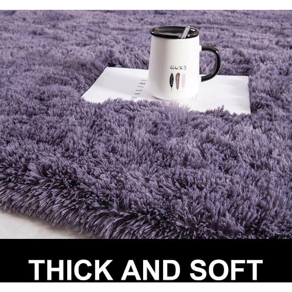Mjuk fluffig matta modern lurvig sovrumsmatta för barnrum barnrum matta golvmatta, lila, 80×120cm