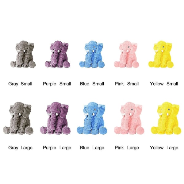 Kæmpe elefantpude, blødt plysstof, realistisk form, ideel gave, flere anvendelsesmuligheder - grå, lilla (stor, blå)