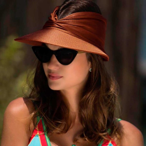 Hatt, Dam Solhatt Bred Brätte Sommar Upf 50+ UV-skydd Strand Sport Hatt, Mors Dag Alla Hjärtans Dag Bästa Present till Mamma och Fru (Kaffebrun)