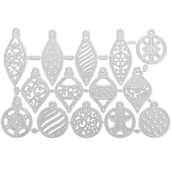 14 st DIY julskärningsform stans skärningsform stans skärningsform präglingsform kort skrot förbeställning (3X2.7X0.1CM, silver)