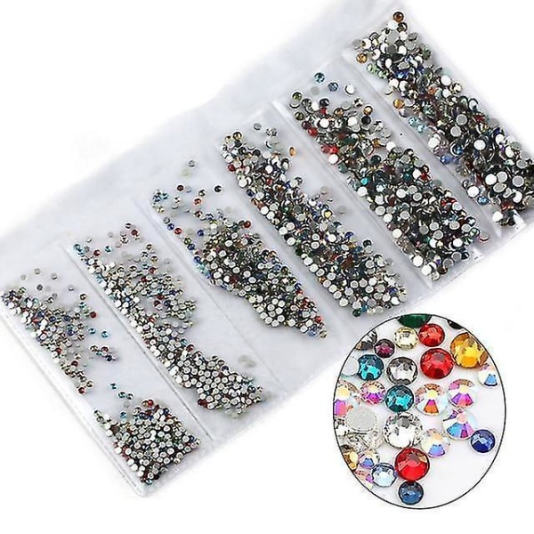 Mix Farver Multi Størrelse Glas Rhinestones Til Negle Kunst Telefon Etuier Tøj Dekorationer