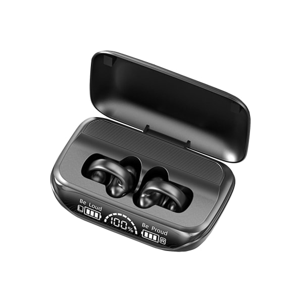 Bluetooth-hörlurar 5.3 Hög ljudkvalitet Clip On Örontyp, Långvarig och ingen smärta, Superlång räckvidd, Universell för sport（Svart）