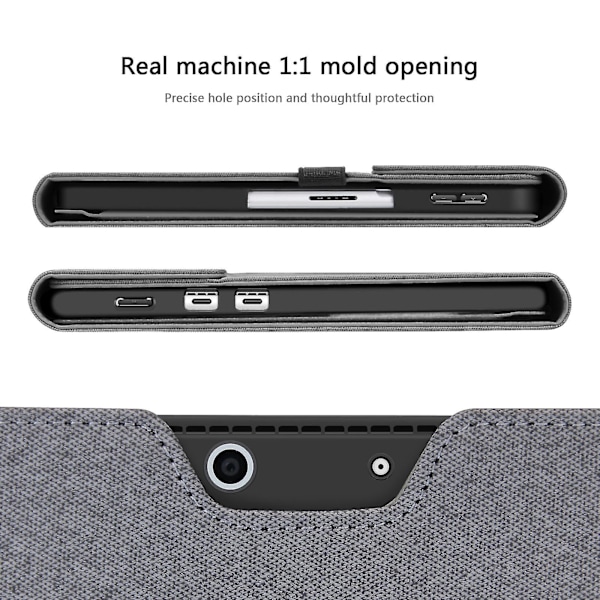 Skyddande fodral i tygtextur TPU + mikrofiberläder för bärbar dator med stativ för Microsoft Surface Pro X
