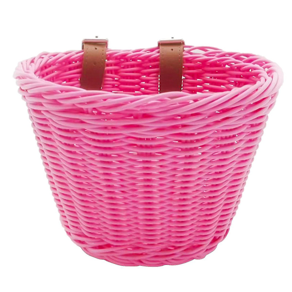 21*17*16cm Lasten pyörän kori punottu ostoskori lapsille pojille tytöille pyörä（pink）