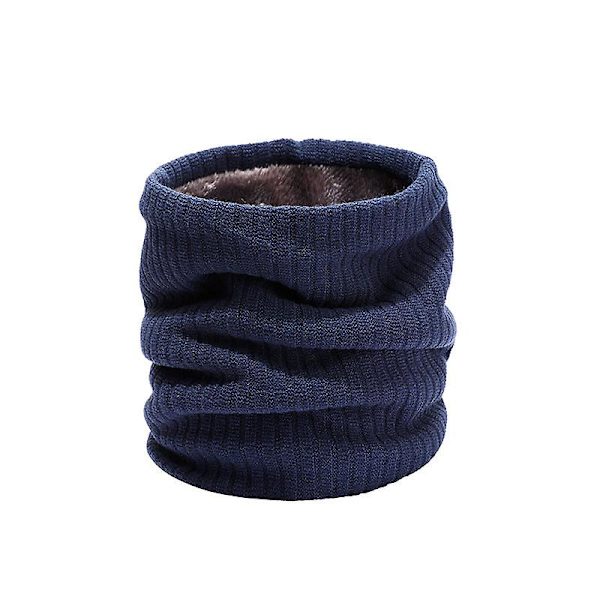 2023 Höst och vinter ny bandana män och kvinnor par enfärgad sammet termisk stickad pullover halsduk（24*22*2，Mörkblå）