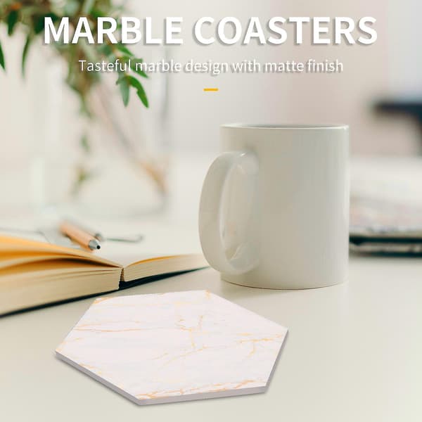 Kompatible drikker absorberende med holder marmor design keramisk coaster sett（Som vist）