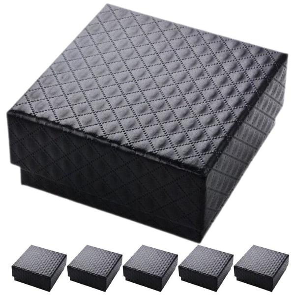 6 Pack Empty Small Jewelry Gift Box Jewelry Gift Packaging Box Proposal Ring Packaging Box with Sponge Lining (7X7X3CM, Black)