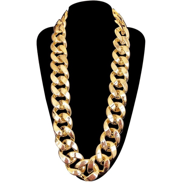 Tjockt halsband för män, rappare Fake Gold Chain 90-tals Hip Hop Fake Gold Halsband Klädtillbehör (50"*3,3 cm)