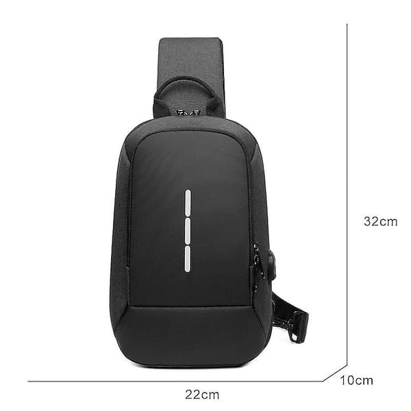 Manlig bärbar stor kapacitet laptop bröstväskor（32x22x10cm，Grå）