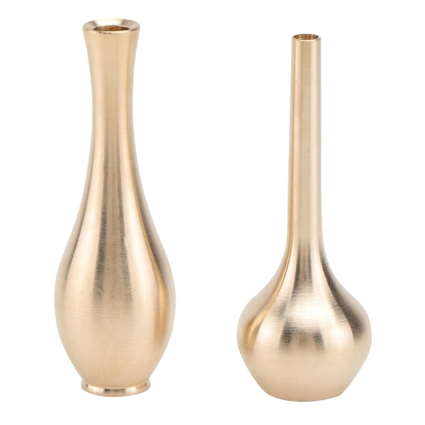 2-pack of pure copper mini vase ornaments desktop brass vases creative vases (2 styles) (6X2.5cm, gold)