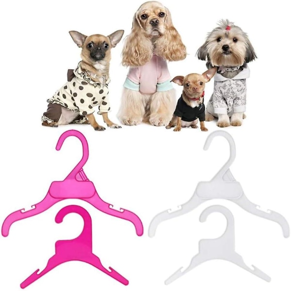 Kleshenger for kjæledyr, 10 stk. Anti-skli i plast Hundevalp Katteklær Klesstativ for små dyr (hvit, L)