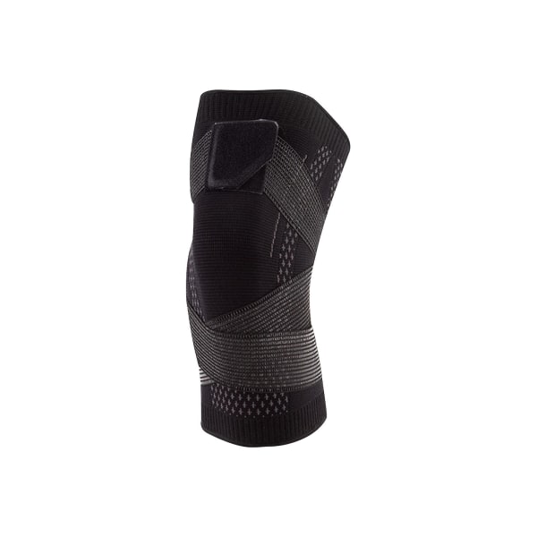 Strikkede sports knæpuder matchende stropper tryksat nylon åndbar støtte (L, sort)