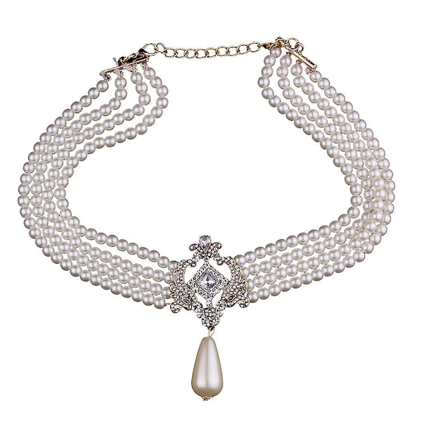 Flerskiktat 4-lagers kristallsimulerade pärlor Bib Choker Halsband