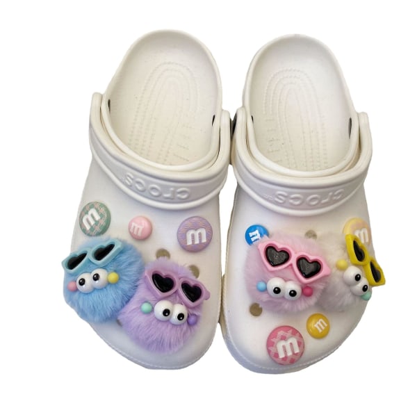 12 st 3D-träskor Sandaler Prydnader (m Bean slumpmässig färg), skosmycken, söta skoprydnader för träskor skor sandal armband DIY