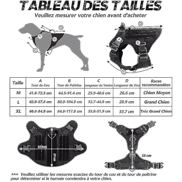 Taktisk hundsele L Svart, Militär tjänstehund ringvästar, Spänningsfri militär träningshundsele, Med remklämmor för vandring