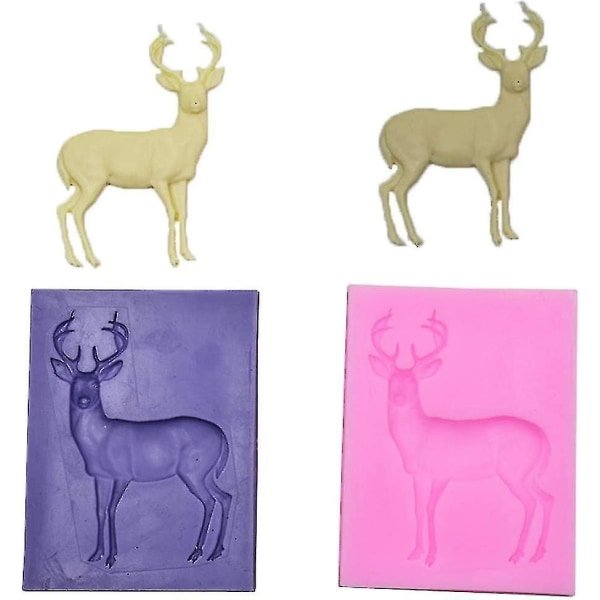 2 Pcs Christmas Deer Silicone Mold Fondant Cake Chocolate Cookie Decorating Mould Cake Tools New