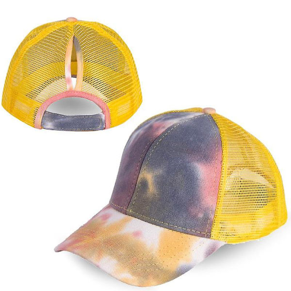 Tie-dye hästsvans baseballkeps (gul)