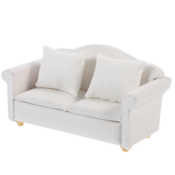 Kaunis yksittäinen sohva, luova pienoismalli sohva, käytännöllinen nukkekodin sohva (13,5X7,2X6,4CM, valkoinen)
