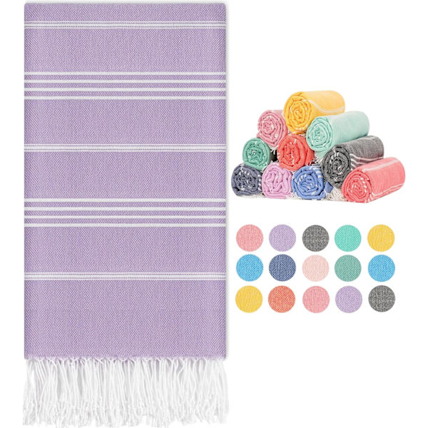 Turkkilainen tyylinen violetti rantapyyhe: ulkoilupiknik, retkeily, nopeasti kuivuva ja kevyt, pakollinen luksusteltoille!