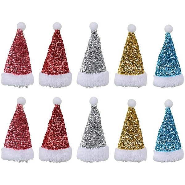 10-piece Christmas cutlery bag Christmas Santa hat shape cutlery bag cloth cutlery holder (12.50X7.00X7.00CM, as shown in the picture)