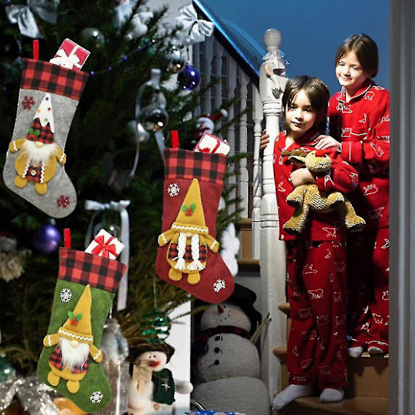 3 st julstrumpor för juldekorationer 3d julstrumpor presentpåse