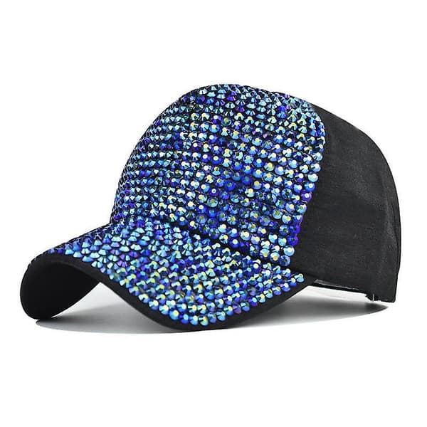 Kvinnors flash diamant basebollkeps ljus bräda keps（Justerbar，Vit）