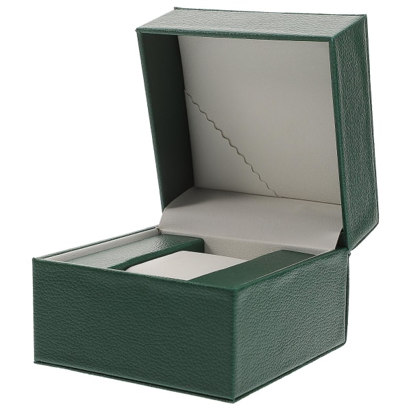 Slitstark klocklåda presentask PU-läder klocklåda klockdisplaylåda (11,3X11,3X8,5CM, grön)