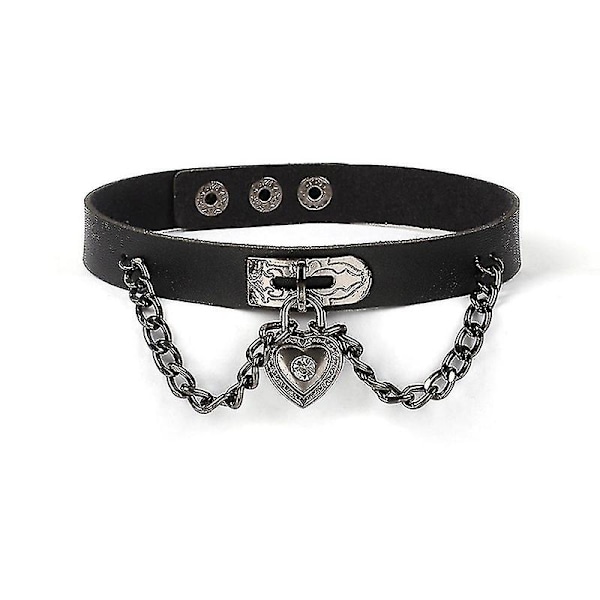 Goottilainen punk-sydänriipus kaulakoru goottilainen keinonahkainen choker-solkivyö