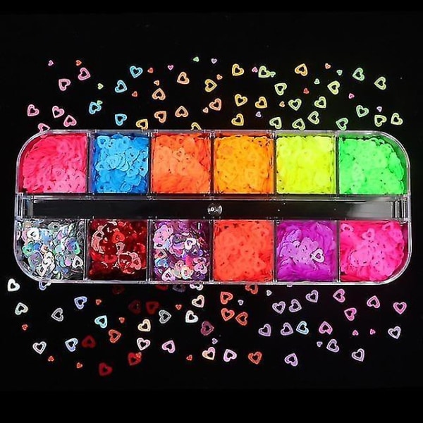 12KAX Holografiset Nail Art Glitter 3D Color Full Flakes