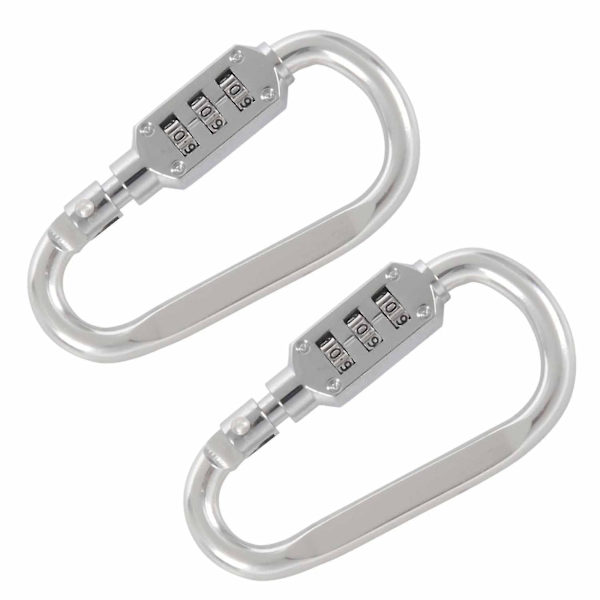 2x Med kombinationshänglås 3 siffror hänglås karbinhakar silver