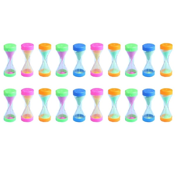 20 stykker timeglaslegetøj til børn, kreativ timeglas hjemmedekoration (tilfældige farver) (6,7X2,8X2,8CM, tilfældige farver)