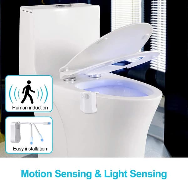 Fargeskiftende toalettlys LED-sensor nattlys