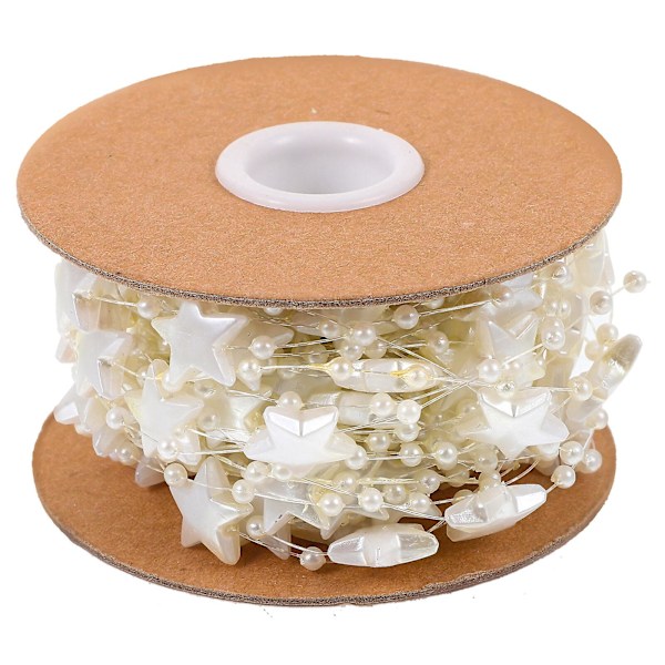 1 rulla helmiketjua tähtihelmiketju tähtihelminauha kukkia DIY-tarvike (1000.00X1.50X0.30CM, beige)