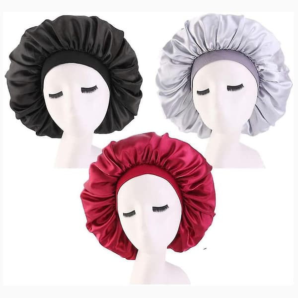3-pack satin silkes mössa sovmössa extra stor jumbo dag och natt mössa hatt