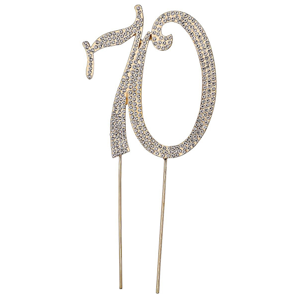 70 stk kakepynt til 70-årsdagsfest eller jubileum Krystall Rhinestone dekorasjon kakepynt til festutstyr (gull)