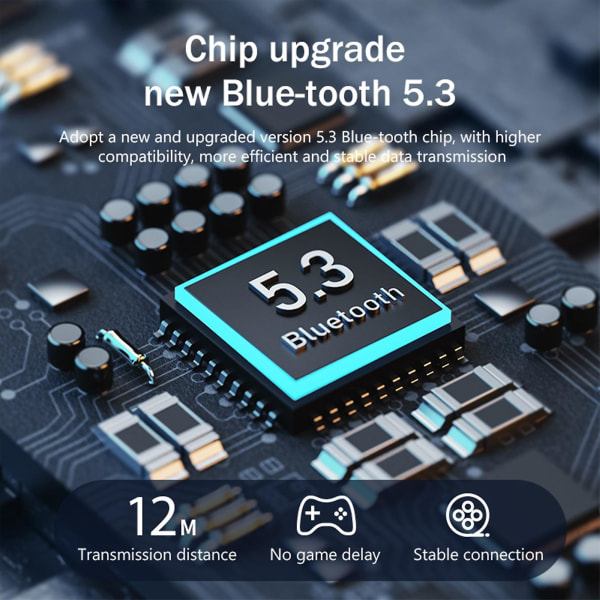 Bluetooth 5.3 Öronmonterade Långdistans Ledda Samtal Brusreducering Digital Display Sport In Ear Trådlösa Öronproppar（Blå）