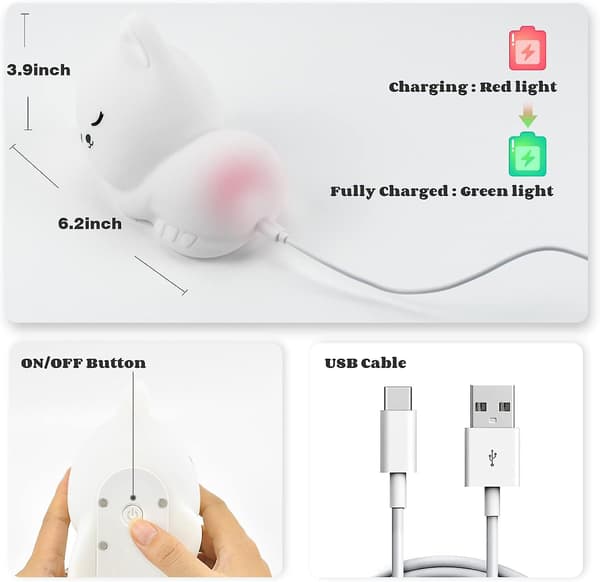 Kattenattlys, 16 farger, USB-oppladbar