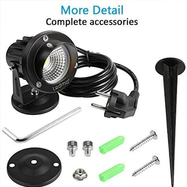 9W LED-strålkastare för utomhusbruk med markspett 3000K-3300k 900LM LED-spikbelysning för utomhusbruk IP65 Vattentät trädgårdslampa Varmvit 2-pack