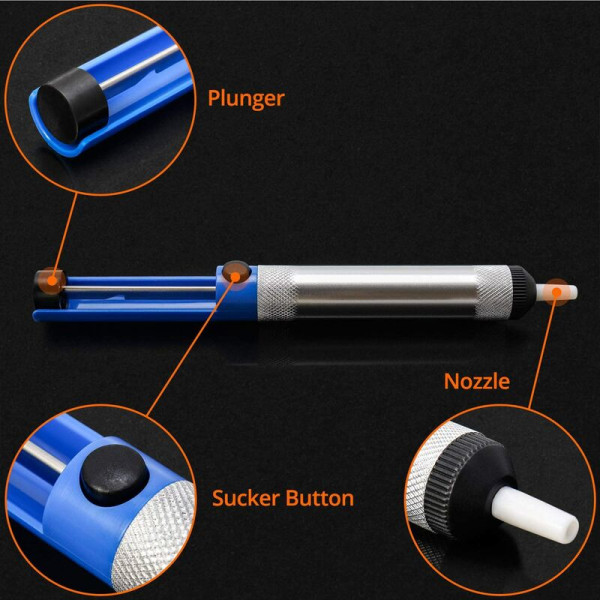 Desoldering Pump Lödtråd, 3 Desoldering Pump och 2 Desoldering Fläta med 2,5 mm bred och 1,5 m lång, blå