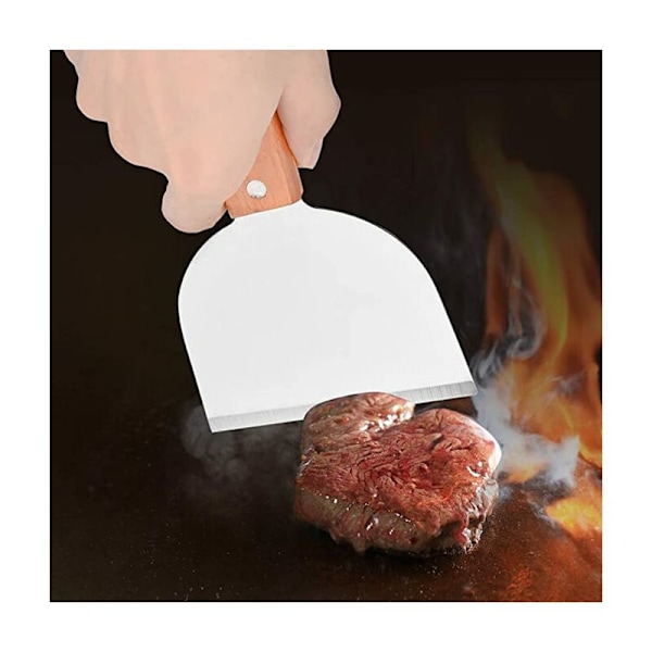 Grillspatel i rostfritt stål, tårtsspatel i trähandtag, äggpaj, biff, pizzaspatel, stekspade, grill