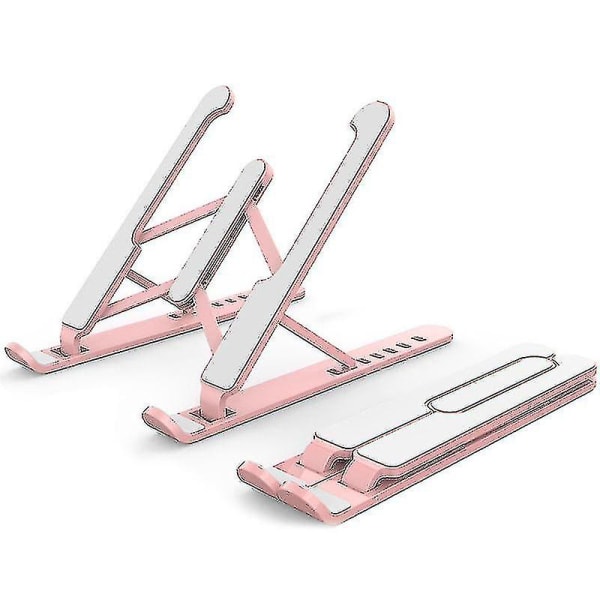 Bærbar stativ til skrivebord, justerbar bærbar stativ til skrivebord, ergonomisk computerstativ（pink）