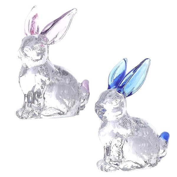 Glass Bunny Figurine Glass Bunny Statue Glass Rabbit Statue Figurine Crystal Rabbit Statue Micro Tiny Rabbit Animal 2pcs