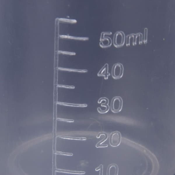 10 st 50 ml klara plastlaboratoriemätkoppar