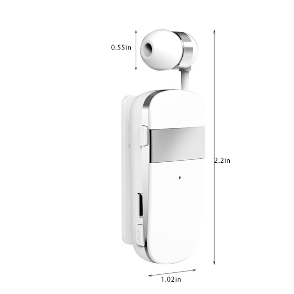 Bluetooth-hörlurar med infällbar krageklämma, enkelsidiga bil-Bluetooth-hörlurar med högupplöst samtalsintelligent brusreducering (vit)