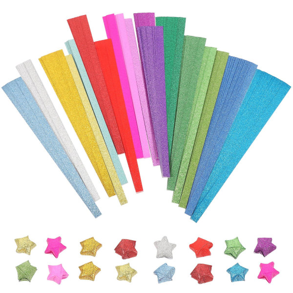 720 ark med glitter origami-materialer stjerner for å lage origami-brettepapir håndlaget origami (0,01X1X24CM, som vist på bildet)